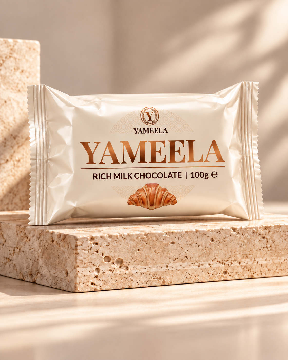 Yameela Rich Milk Chocolate 100 g packaged croissant